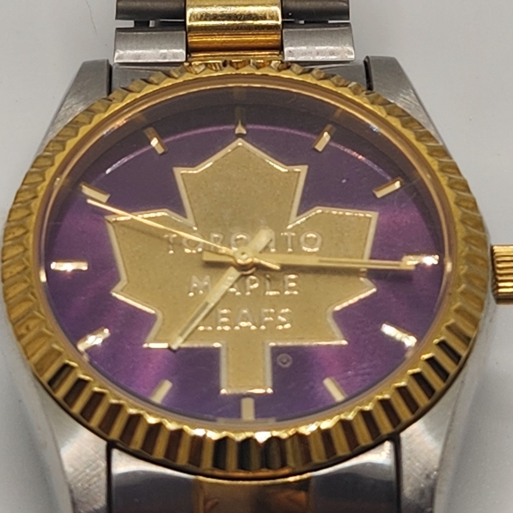 NHL Toronto Maple Leafs Gold and Silver Tone Mens Watch - Picture 3 of 7
